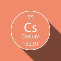 Cesium symbol with long shadow design. Chemical element of the periodic table. Vector illustration.