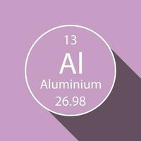 Aluminium symbol with long shadow design. Chemical element of the periodic table. Vector illustration.