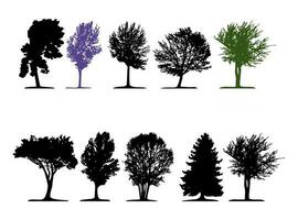 Set of tree silhouettes. Silhouettes tree illustration. vector