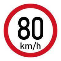 Traffic signs restricting speed to 80 kilometers per hour. Maximum speed limit to 80 km per hour. vector