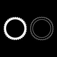 Bicycle tire bike tyre motorcycle parts wheel rubber compound set icon white color vector illustration image solid fill outline contour line thin flat style