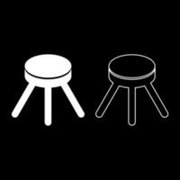 Stool with three legs furniture legged household concept set icon white color vector illustration image solid fill outline contour line thin flat style