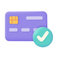 Credit card 3d icon. Online payment cashless society Secure payment by credit card. 3d illustration png