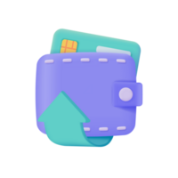 Credit card and wallet 3D icons.Online payment Cashless society for shopping. 3D illustration. png