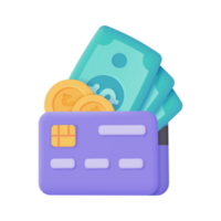 Credit card 3d icon. Online payment cashless society Secure payment by credit card. 3d illustration png