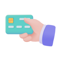 hand- Holding een telefoon. online betaling door credit kaart zonder contant geld maatschappij scannen qr code naar betalen online. 3d illustratie. png