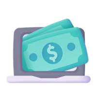 3d dollar geld jumping uit computer toezicht houden op de concept van financieel transacties Aan de internetten. png