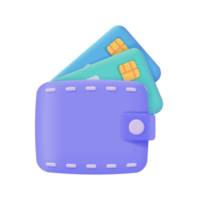 Credit card and wallet 3D icons.Online payment Cashless society for shopping. 3D illustration. png