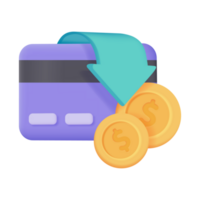 Credit card 3d icon. Online payment cashless society Secure payment by credit card. 3d illustration png