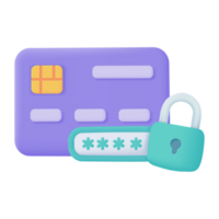 Credit card 3d icon. Online payment cashless society Secure payment by credit card. 3d illustration png