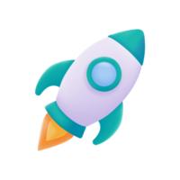 3D rocket. Startup business idea. The rapid growth of small businesses png