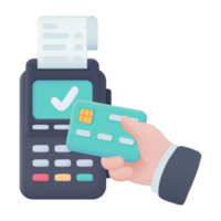 Credit card swipe machine 3D icon. online payment by credit card Cashless society. 3d illustration png