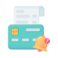 3d credit card icon. Online payment. Cashless society for shopping. 3D illustration. png