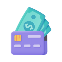 Credit card 3d icon. Online payment cashless society Secure payment by credit card. 3d illustration png