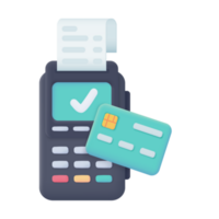 Credit card swipe machine 3D icon. online payment by credit card Cashless society. 3d illustration png