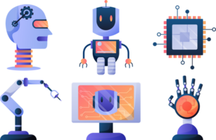 artificiell intelligens ikon uppsättning element design illustration. ai teknologi och cyber element. trogen teknologi service och kommunikation artificiell intelligens begrepp png