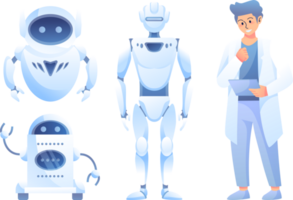 AI technology and cyber character illustration. Futuristic technology service and communication artificial intelligence concept png