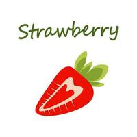 Abstract image of red strawberry with lettering in trendy hues. Sticker. Icon. Isolate. Vector. EPS vector