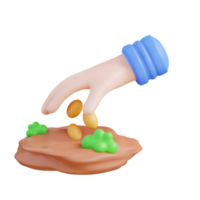 3d illustration hand show planting seeds png