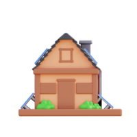 3d illustration of a house with solar panels png