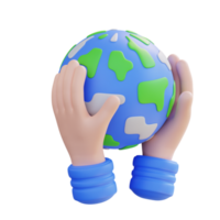 3d illustration of hand and globe png