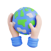 3d illustration of hand and globe png