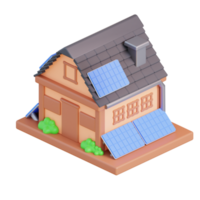 3d illustration of a house with solar panels png