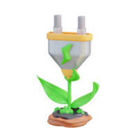 3d illustration of electric power from plants png