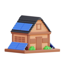 3d illustration of a house with solar panels png