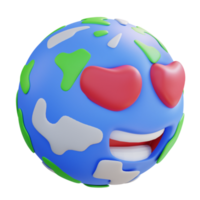 3d illustrazione emoji amore mondo png