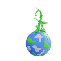 3d illustration of plant growing on earth png