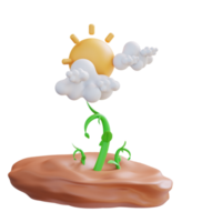 3d illustration of plant growing in the sun png