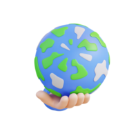 3d illustration hand holding globe globe png