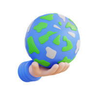 3d ilustração mão segurando globo globo png