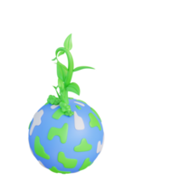 3d illustration of plant growing on earth png