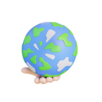 3d illustration main en portant globe globe png