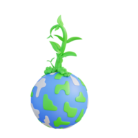 3d illustration of plant growing on earth png