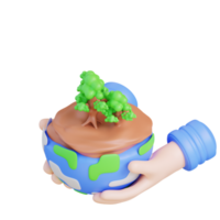 3d ilustração mão segurando tropical verde floresta png