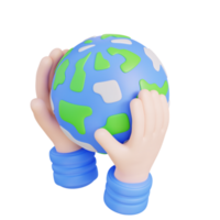 3d illustration of hand and globe png