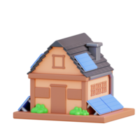 3d illustration of a house with solar panels png