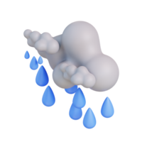 3d ilustración de un nube con lluvia png