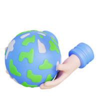 3d illustration main en portant globe globe png
