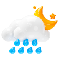 Thunderstorm rain at night icon, Weather forecast sign png