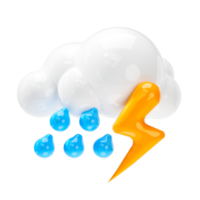 rain cloud with lightning and raindrops, Weather forecast sign png
