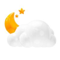 Night icon, cloud and moon. Weather forecast sign png