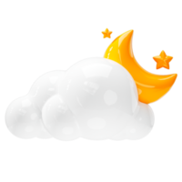 Night icon, cloud and moon. Weather forecast sign png