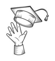 hand with graduation cap icon isolated vector