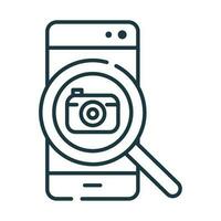 phone search camera line icon isolated vector