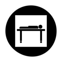 dormido hombre en cama icono para utilizar hotel y moteles elemento para móvil concepto y web solicitud. vector