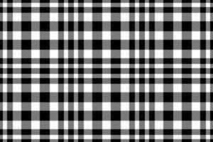 Plaid background, check seamless pattern in black white. Vector fabric texture for textile print, wrapping paper, gift card or wallpaper.